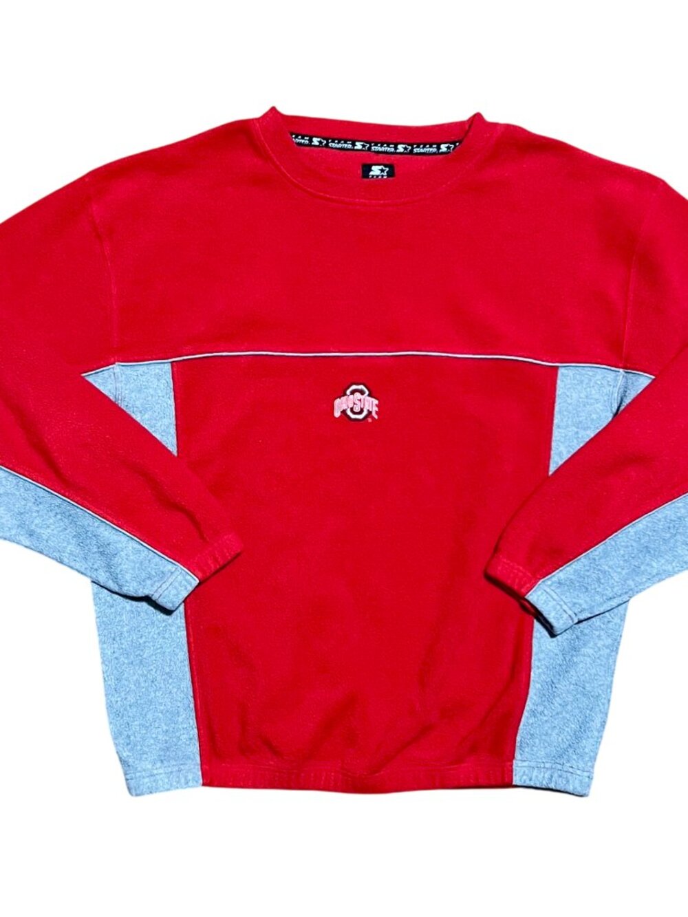 Ohio State Buckeyes 90s Starter Vintage Fleece Red & Gray Sweatshirt, Men's XL